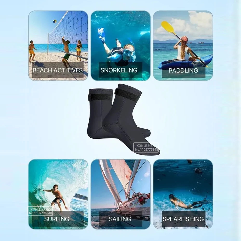 5mm Neoprene Diving Socks Wetsuit Surf Shoes Thermal Quick Dry Non-slip Swimming Boots Aqua Shoes Warm Beach Sock For Men Women Qme