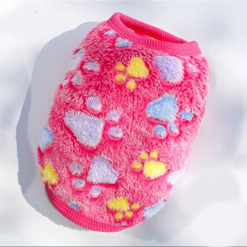 1pc pet plush vest, warm and soft T-shirt, suitable for rabbits, ferrets, hamsters and other small pets Qme pink XS（old）