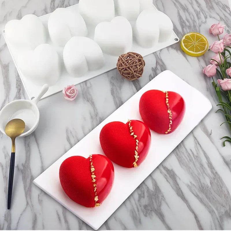 8Grid Cavity Love Heart Shape Cake Mold Mousse Ice Cream Chocolate Dessert Jelly Pastry Silicone Mold Decoration Tools Qme