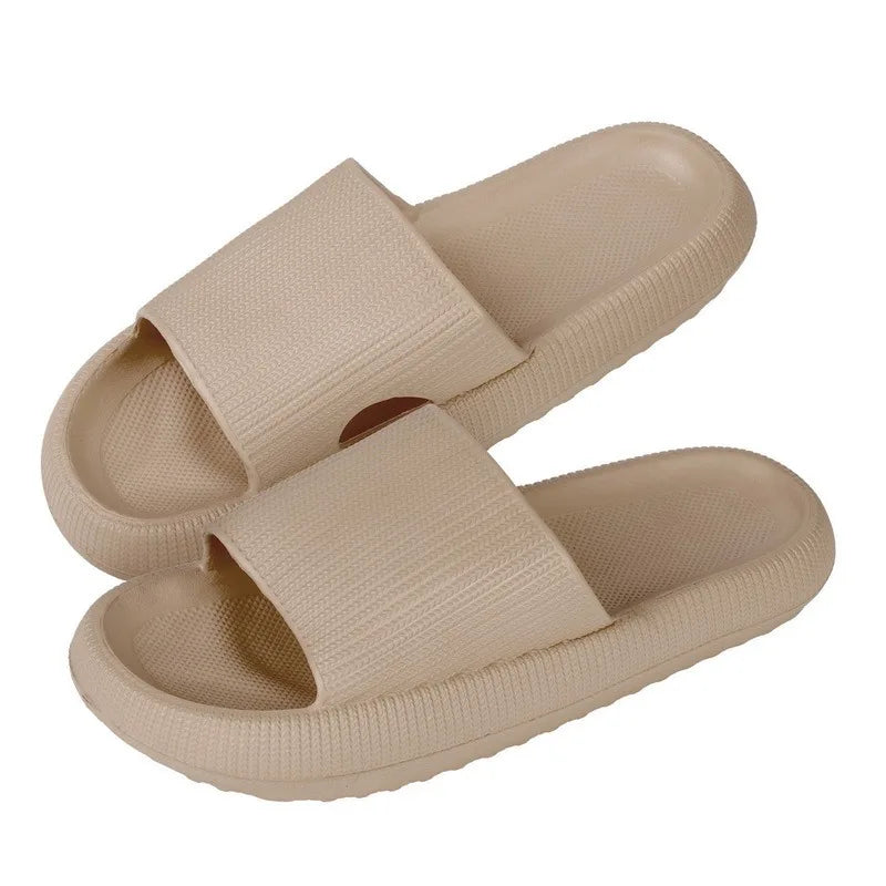Cloud Slippers Women Shoes Summer Slippers For Men Shoes Home Flat Sandals Massage Flip Flops Couples Bathroom Indoor Slides Qme B-Khaki 3.5cm EUR 42-43