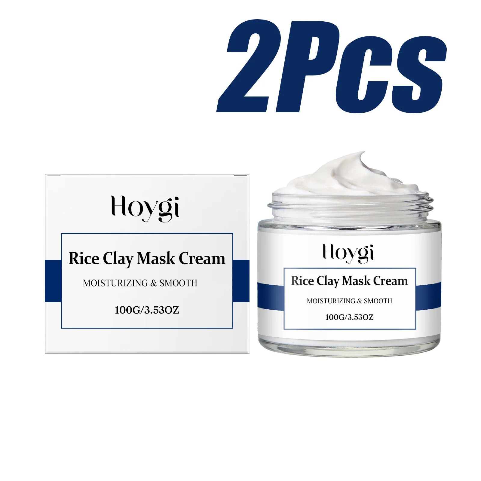 Smoothing Rice Clay Mask Cream Brightening Pore Cleansing Hydrating Mask Even Skin Tone Controls Oil Nourishing Face Mask Qme 2 x 100g Boxed