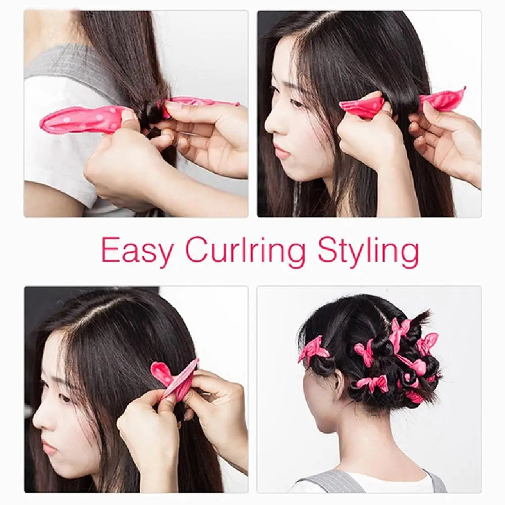 12Pcs Curler Rollers DIY Night Sleep Foam Hair Styling Tool Flexible Soft Satin Sponge Pillow Hair Rollers No Heat Qme