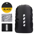 Reflective Waterproof Backpack Rain Cover Outdoor Sport Cycling Night Safety Light Raincover Case Bag Cover for Hiking Camping Qme Black