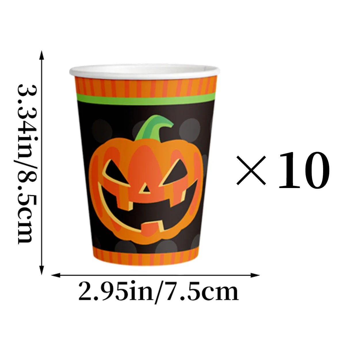 One-off Halloween Dinnerware Pumpkin Pattern Plate Cup Holiday Qme cup A 10pcs