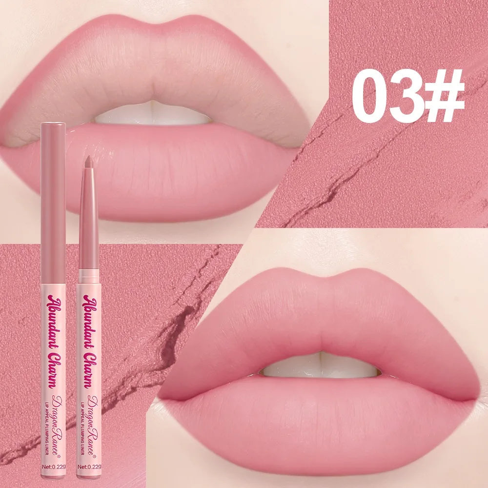 12 Colors Matte Lip Liner Pen Nude Pink Lip Contour Stick Waterproof Long-Lasting Outline Non-Drying Automatic Lipstick Makeup Qme
