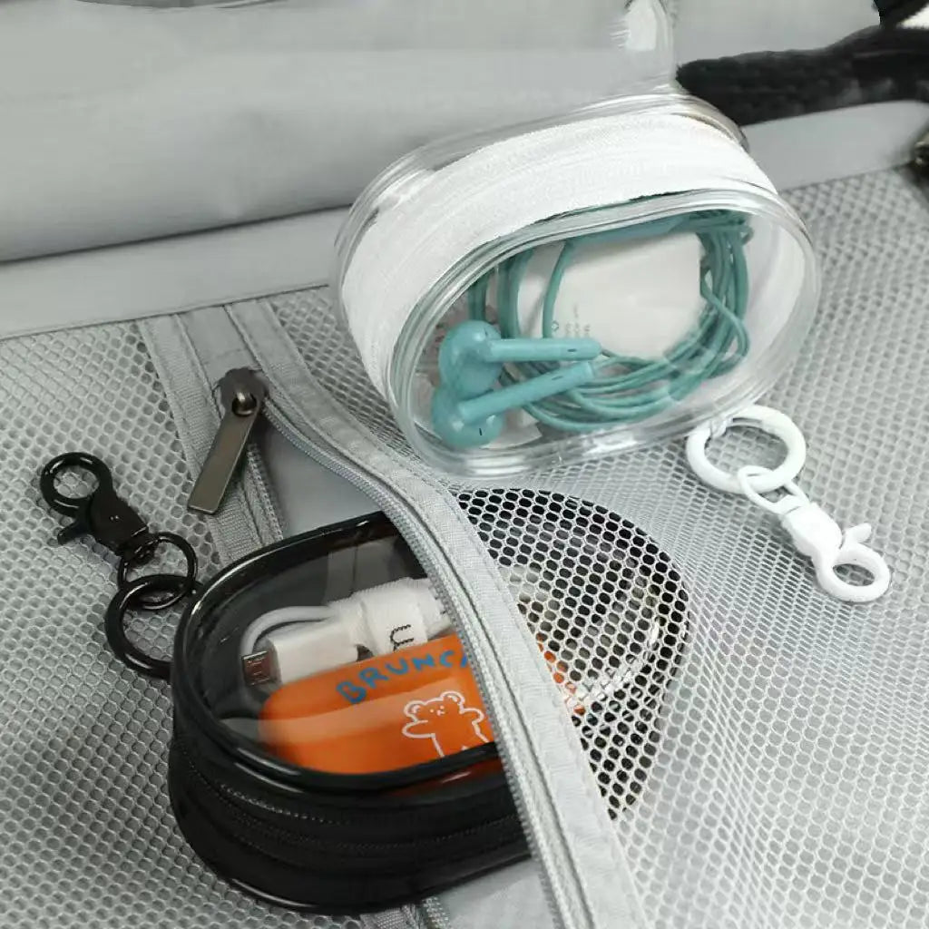 Versatile Clear Cord Storage Bag Compact Travel Electronics Organizer Qme