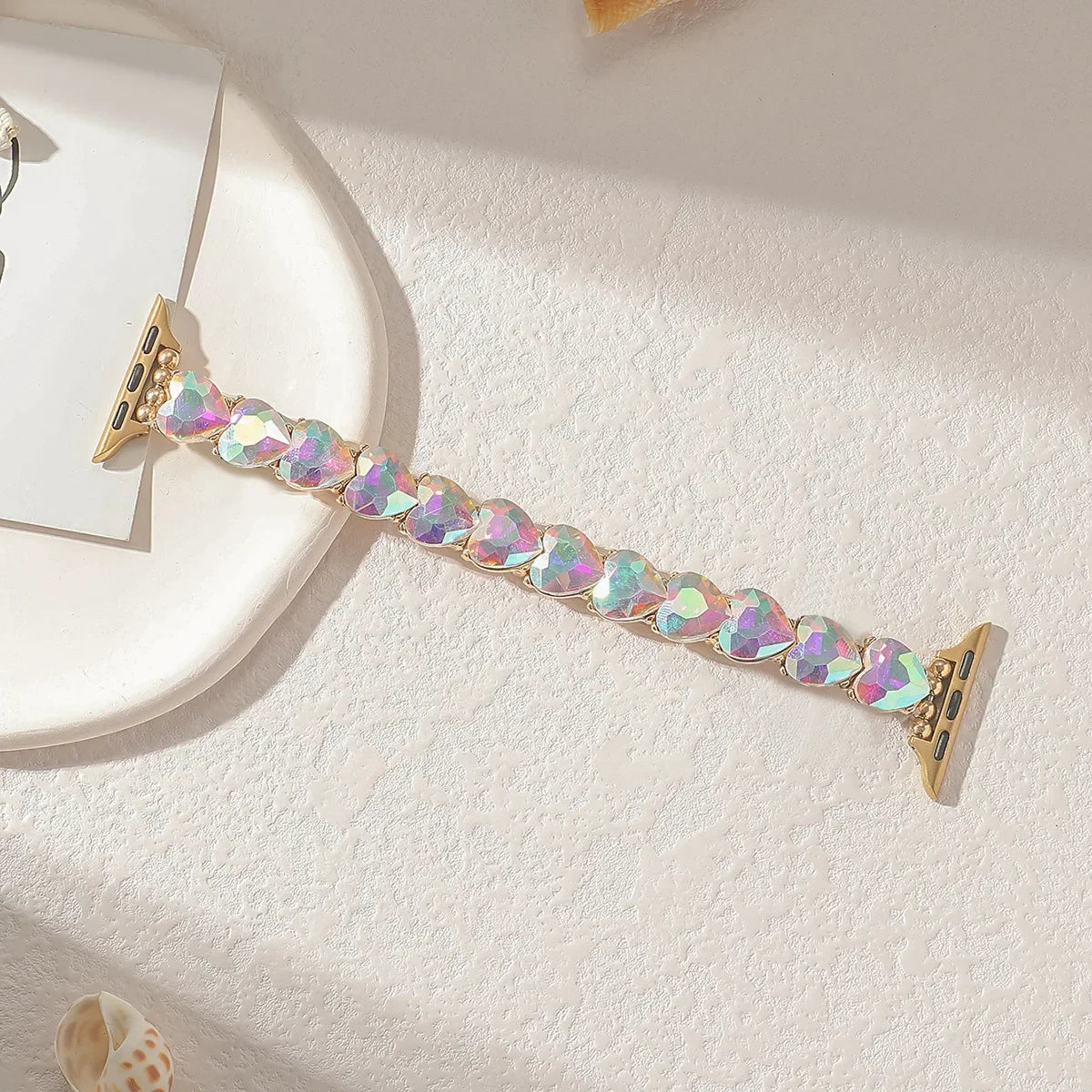 Applicable to Apple Watch Color Shiny Glass Crystal Elastic Strap Apple Watch Cross-border Hot Sale Strap Qme color 42smallDial forS10