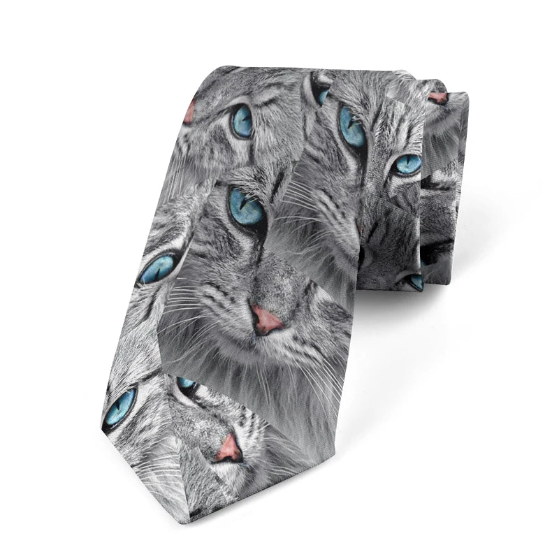 Fashion Cat Face Print Tie Casual Funny Novelty Men's Unique Qme style4