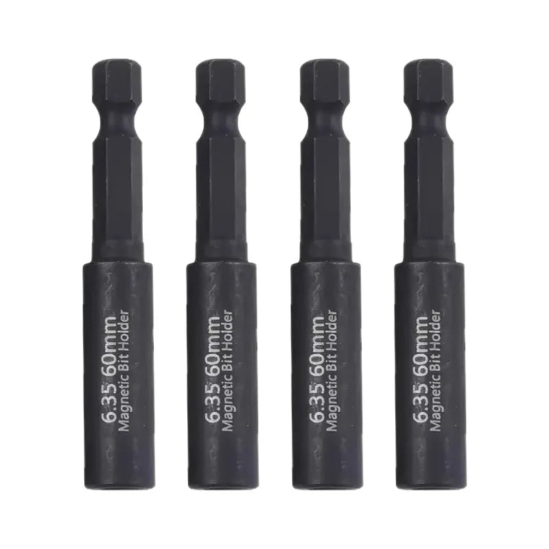 Magnetic 60mm Bit Extension Bar 1/4 Inch Head Screwdriver Transfer Rod Universal Power Drill Tool Accessory Qme 4pcs black