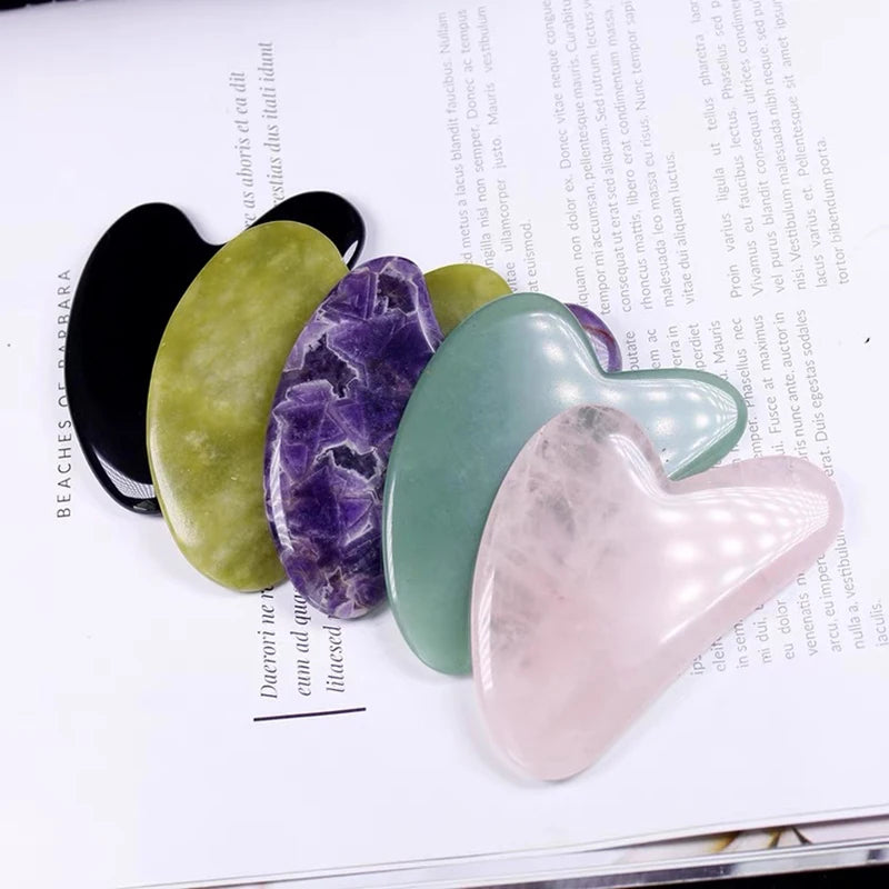 Rose Quartz Gua Sha Stone Facial Body Massage Tool Use Face Neck Back Qme
