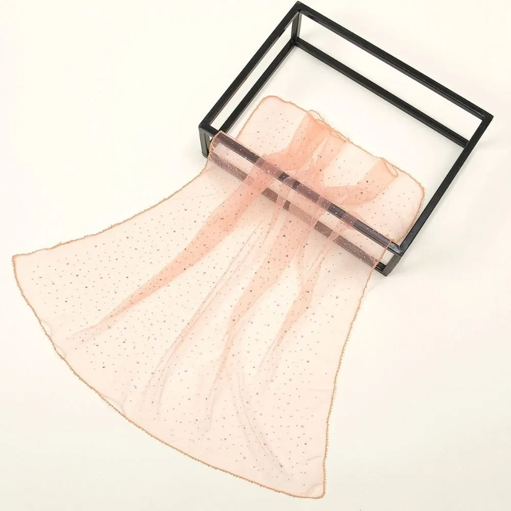 Sparkle Hotfix Rhinestone Square Scarf Sequin Thin Mesh Bandana Qme