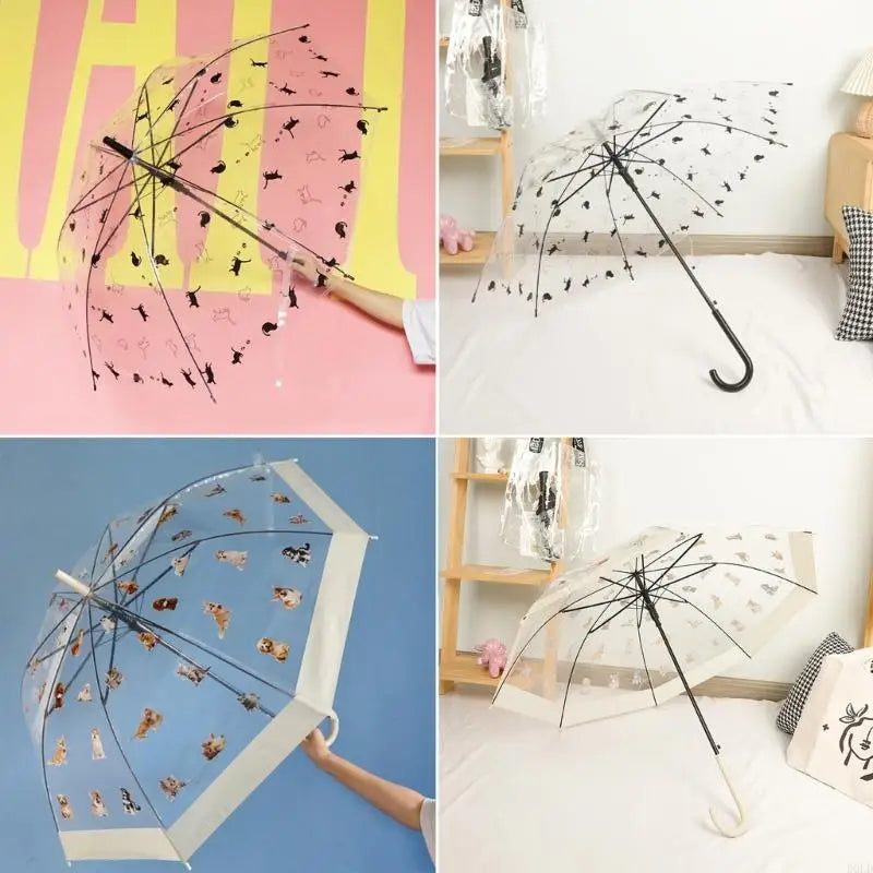 Lightweight Umbrellas Lovely Pattern Water Resistant Clear Rain Gear Qme