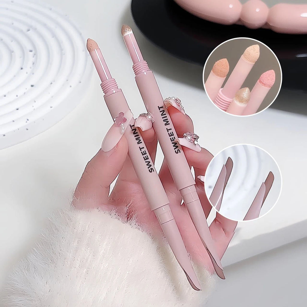 Sweetmint Meniscus Double-ended Silkworm Eyemakeup Highlight Naturally Brightening Long-lasting Eye Makeup Two-in-One Qme