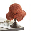 Summer Wide Brim Straw Hat Foldable Fisherman Sun Protection Girls Qme Orange