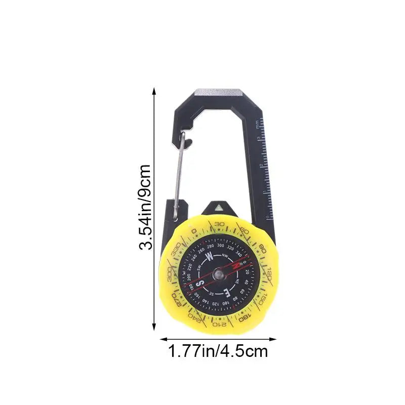 Luminous Compass Keychain Carabiner Portable ABS Material Directional Qme