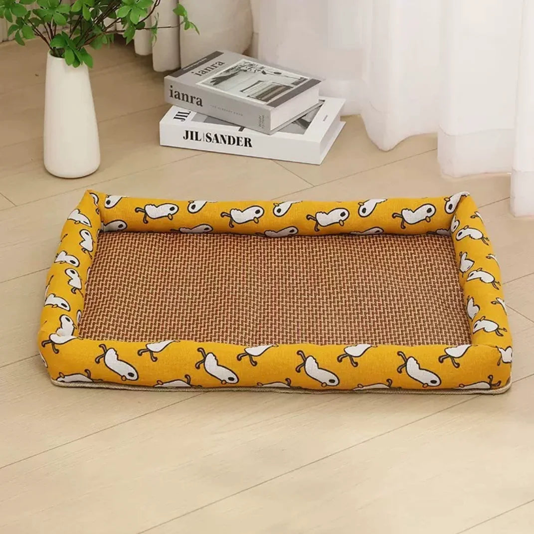Dog And Cat Ice Cushion Summer Small And Medium Cat Sofa Cool Wear Pads Pet Bed Comfortable Wear-Resistant Pads Pet Supplies Qme yellow 90X70cm