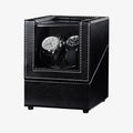 Double Watch Winder for Automatic Watches Automatic Watch Winder Leather Box 2 Slots Watch Winder for Men with Quiet Motor Qme black