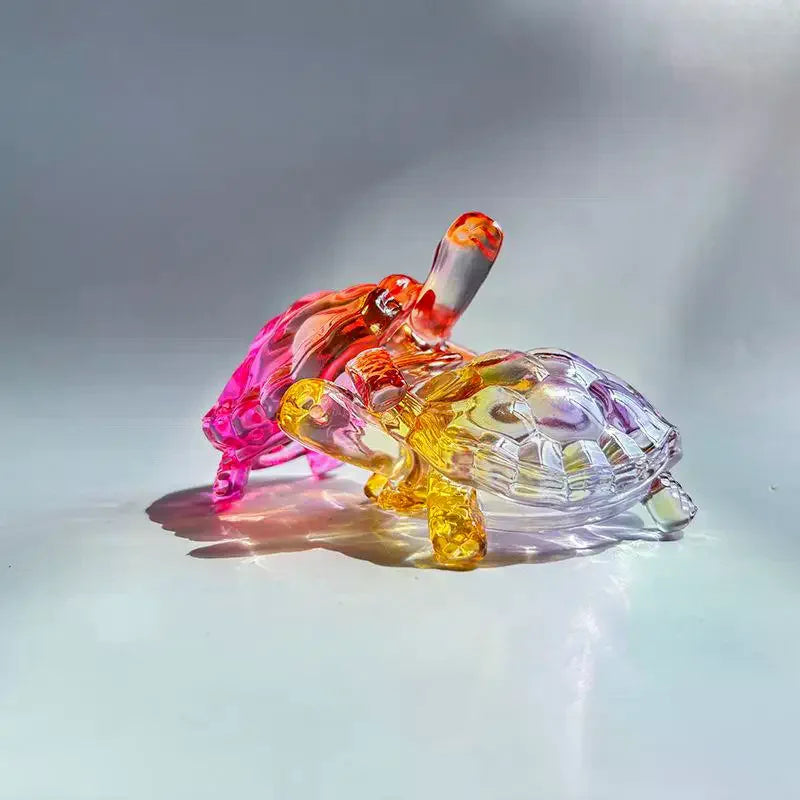 Glass Simulation Small Turtle Ornaments Glass Golden Turtle Home Fish Tank Landscaping Auspicious Decorations Qme