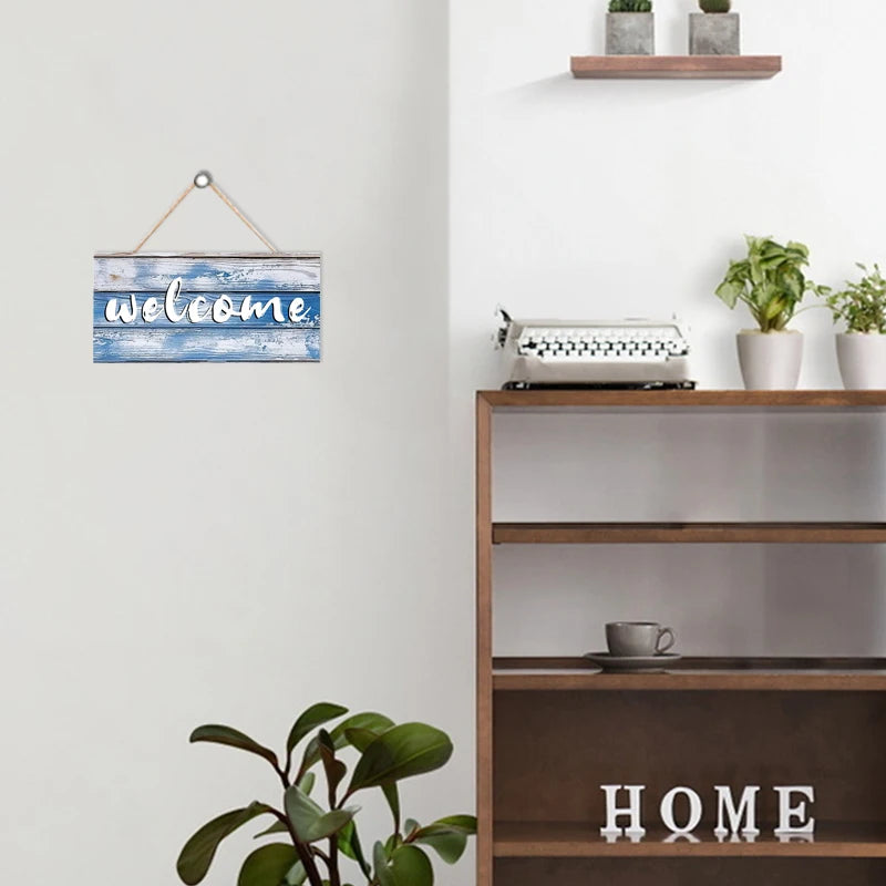 Rustic Welcome Wall Hanging Decor Wood Art Plaques Sign Door Sign for Home Living Room Front Door Decor Qme