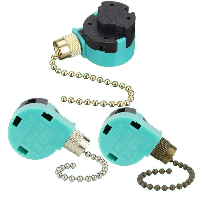 1Pc Ceiling Fan Switch 3 Speed 4 Wire ZE-268S6 Fan Pull Chain Speed Control Switch. Qme