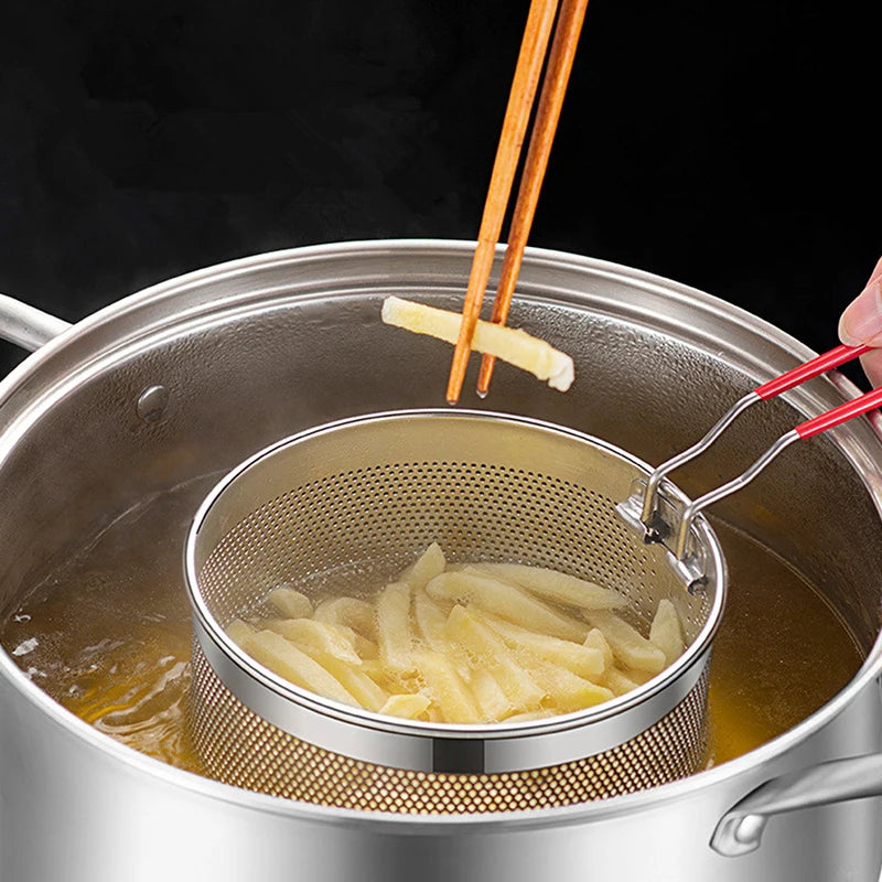 Stainless Steel Fried Mesh Kitchen Fry Basket Cooking Pan Oil Qme
