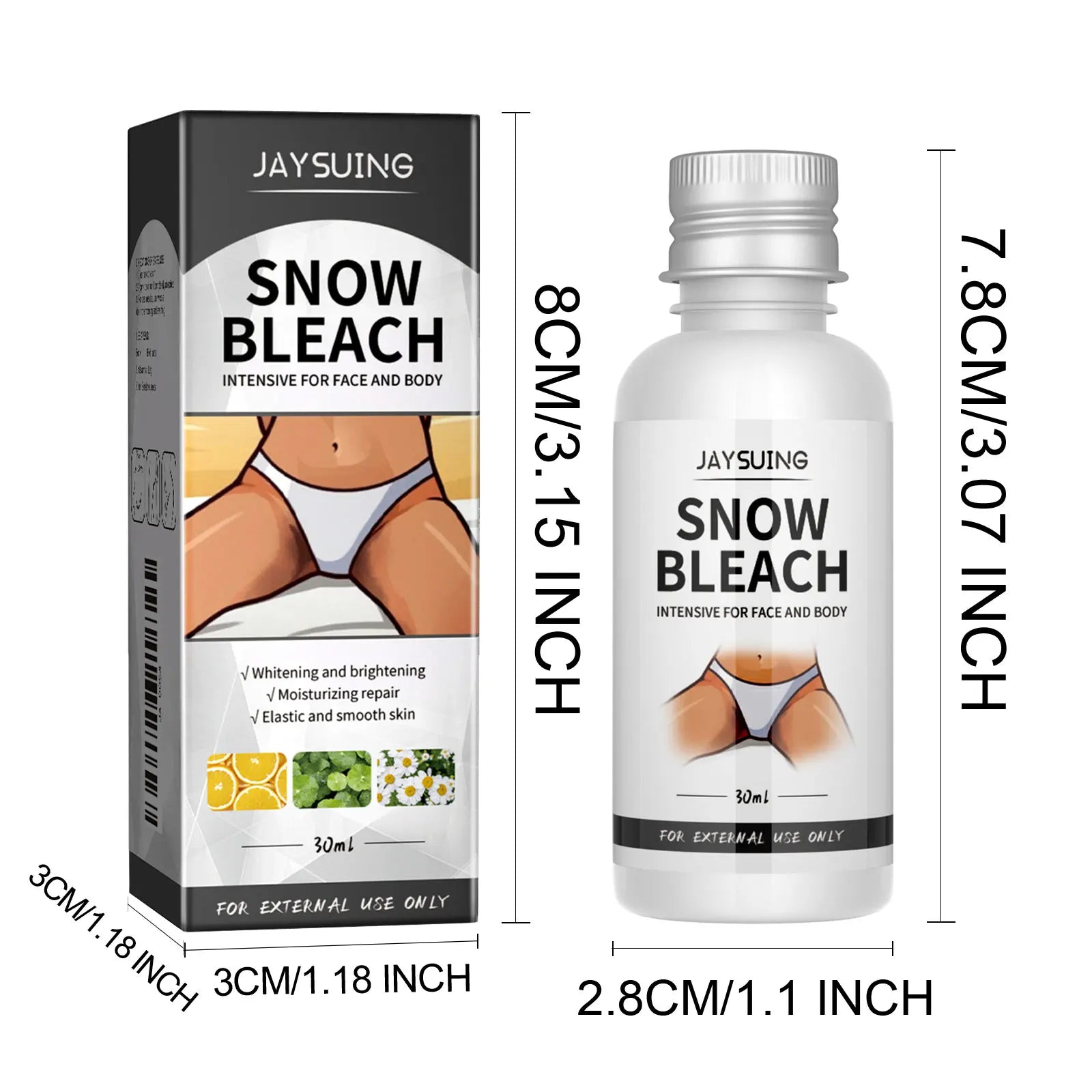 Brightening Body Cream Dark Spot Corrector with Vitamin C & Niacinamide Body Snow Bleach Cream For Private Parts Underarm Body Qme 30ml Boxed
