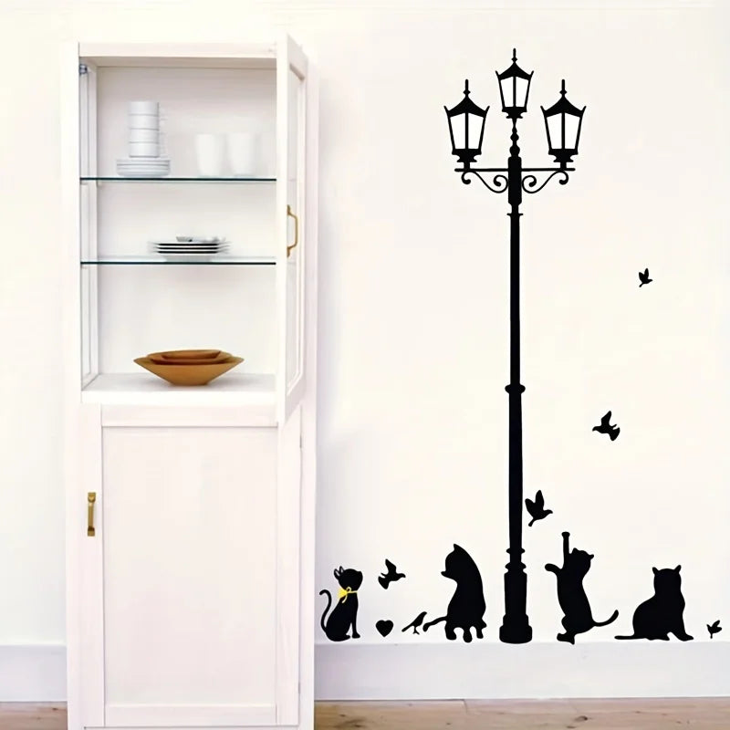 1 Home Decoration Black Cat Playing Cartoon Wallpaper Under Street Qme