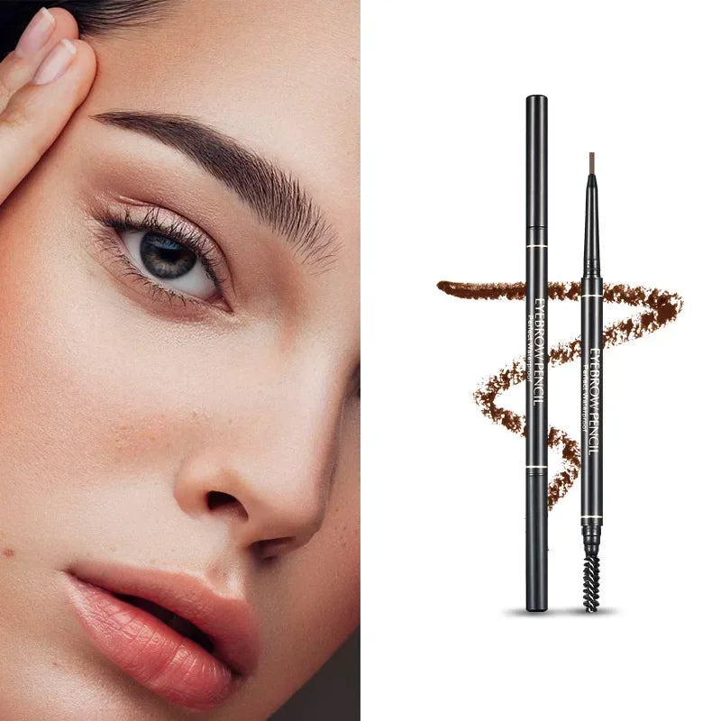 1.5mm Fine Eyebrow Pencil with Double Head Automatic Rotation, One Line Eyebrow Pencil Waterproof and Makeup Free Makeup Pen Qme