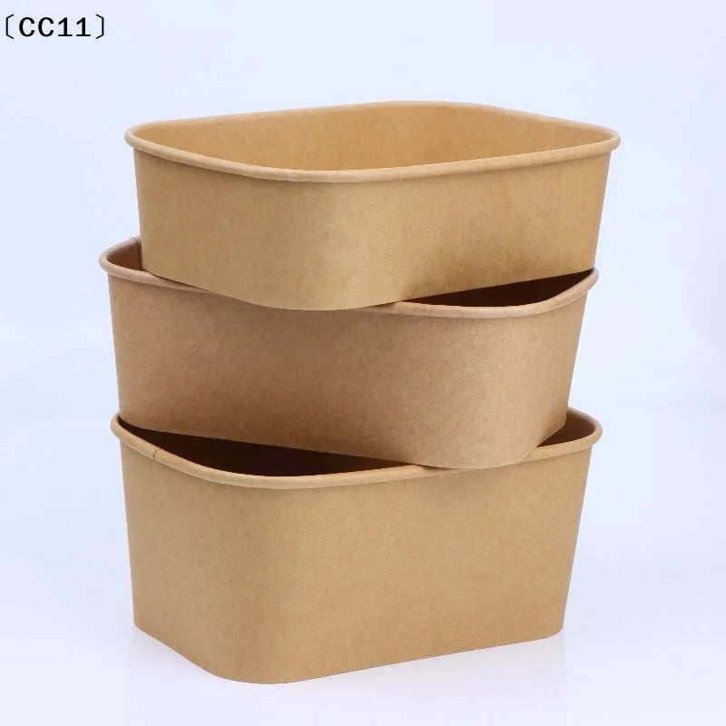 Disposable Lunch Box Kraft Paper Square Fast Food Packing Boxes Bowls Qme