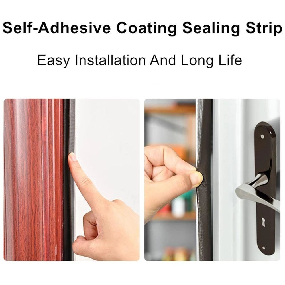 5M Door Window Sealing Strip Self-adhesive Soundproof Dustproof V-type Foam Sealing Tape Windproof Door Seal Gap Filler Qme