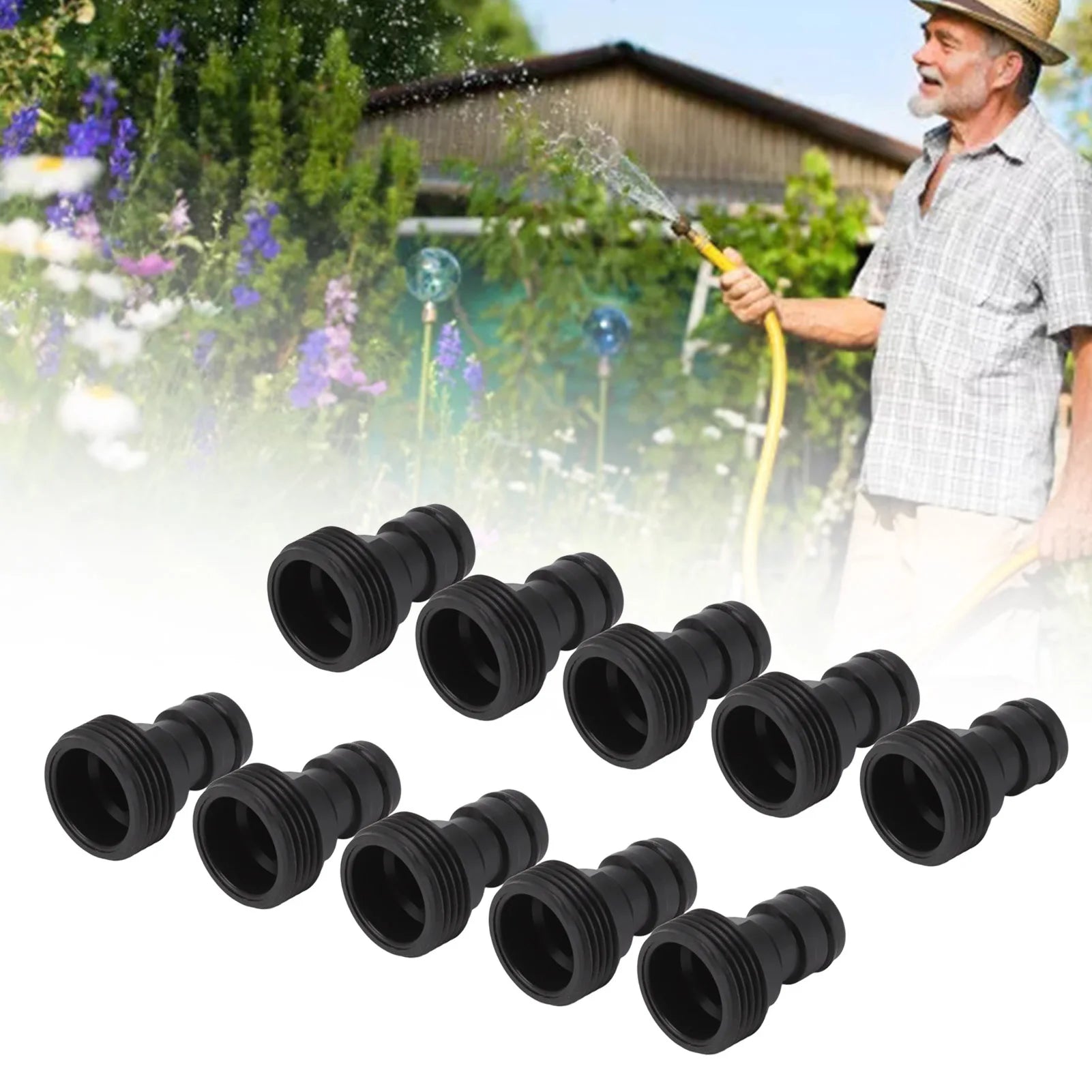 10Pcs Plastic G3/4 Male Thread Tap Connector 25mm Hose Nipple Quick Coupler Reinforced Thread Faucet Adapter for Garden Watering Qme