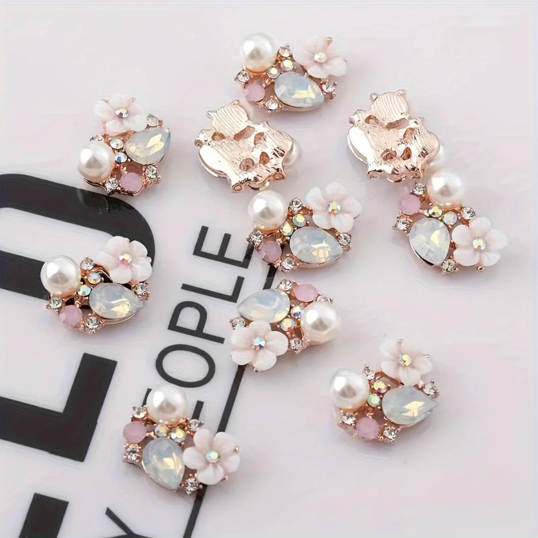 Imitation Shell Flower Plate Diamond Buckle Jewelry DIY Handmade Shoes, Clothing, Bags Alloy Accessories Pendant Qme