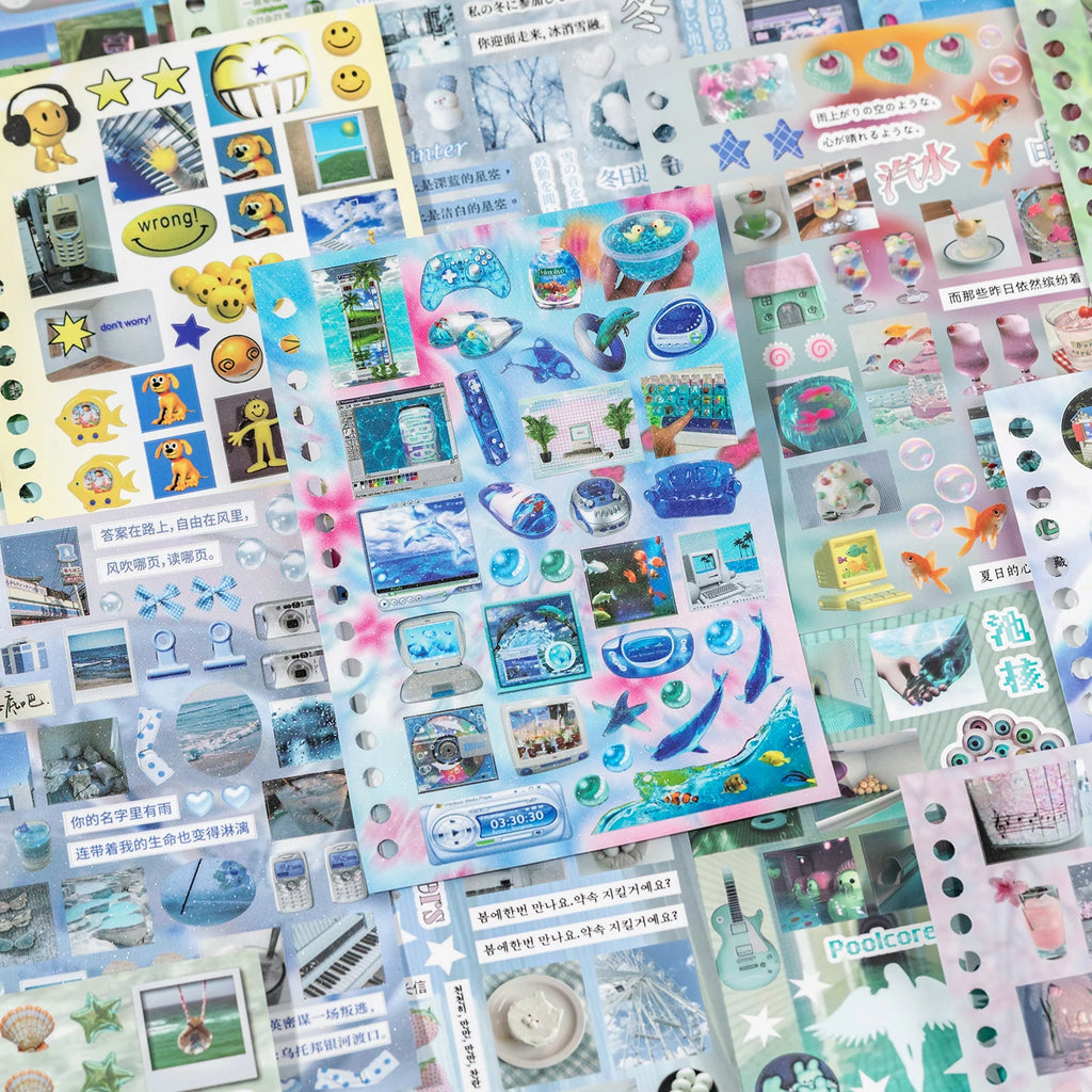30/60 sheets Kawaii Reshaping Time Series Die Cutting Coil Sticker Book DIY Scrapbook Japanese Stationery Decoration ﻿Kit Qme