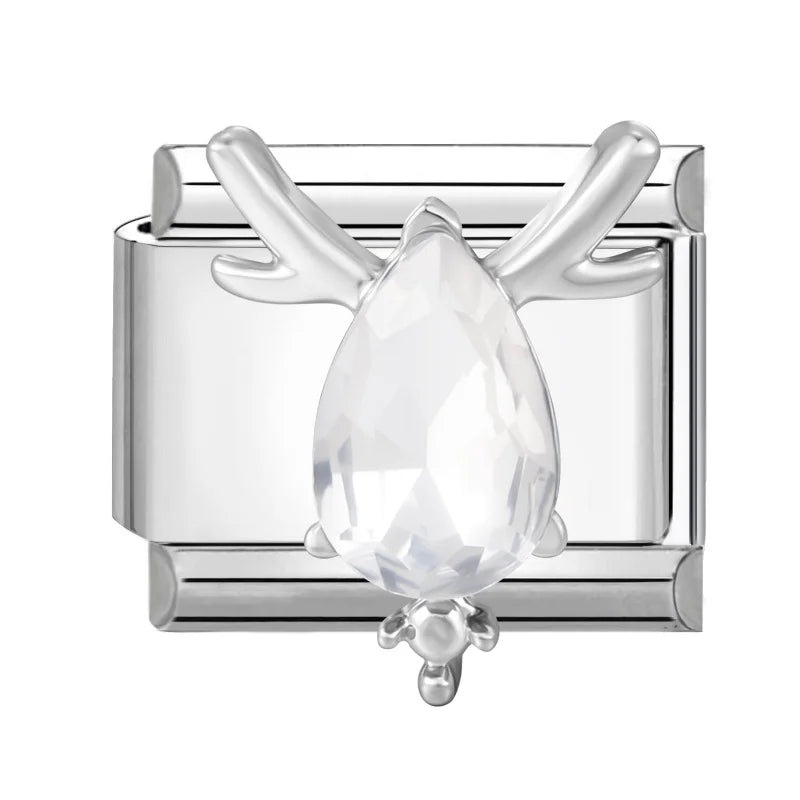 Fashion Love Heart Demon Wing Lovely Cat Elk Bowknot Shiny CZ Italian Links Charm Fit 9mm Stainless Steel Bracelet Making Gifts Qme Style 10