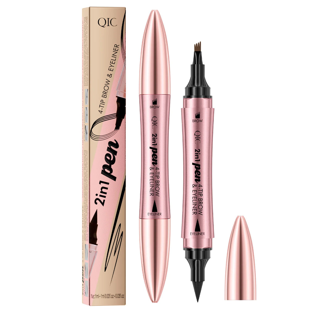4 Colors 1pc Eyebrow Pen Waterproof 4 Split Tip Eyebrows Pen Eyebrow Tattoo Pen Waterproof Liquid Black Eyebrow Makeup Pencil Qme