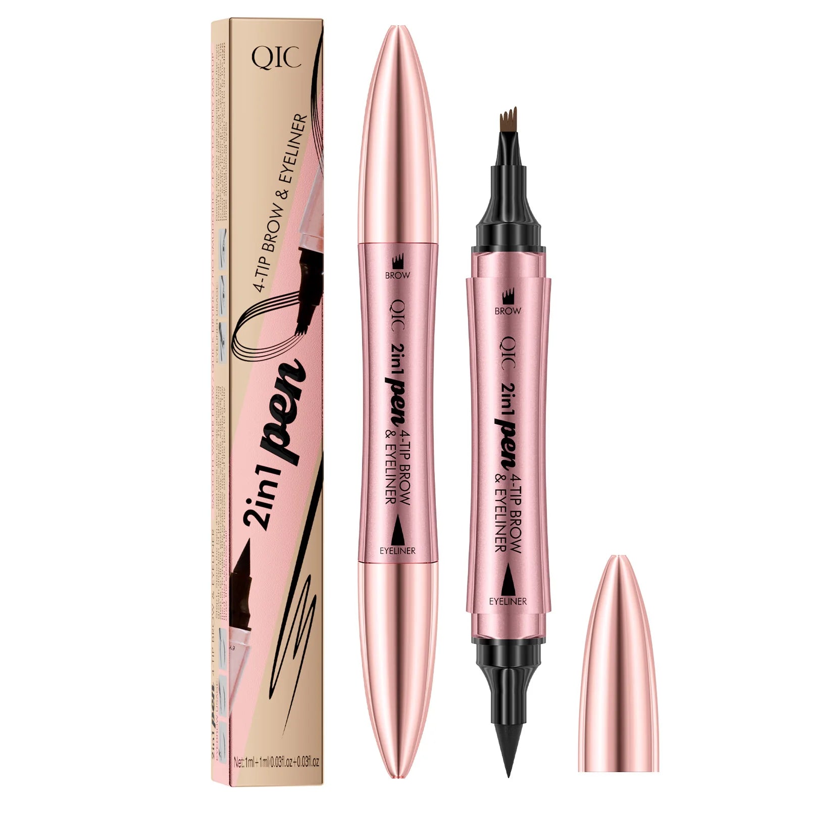 4 Colors 1pc Eyebrow Pen Waterproof 4 Split Tip Eyebrows Pen Eyebrow Tattoo Pen Waterproof Liquid Black Eyebrow Makeup Pencil Qme
