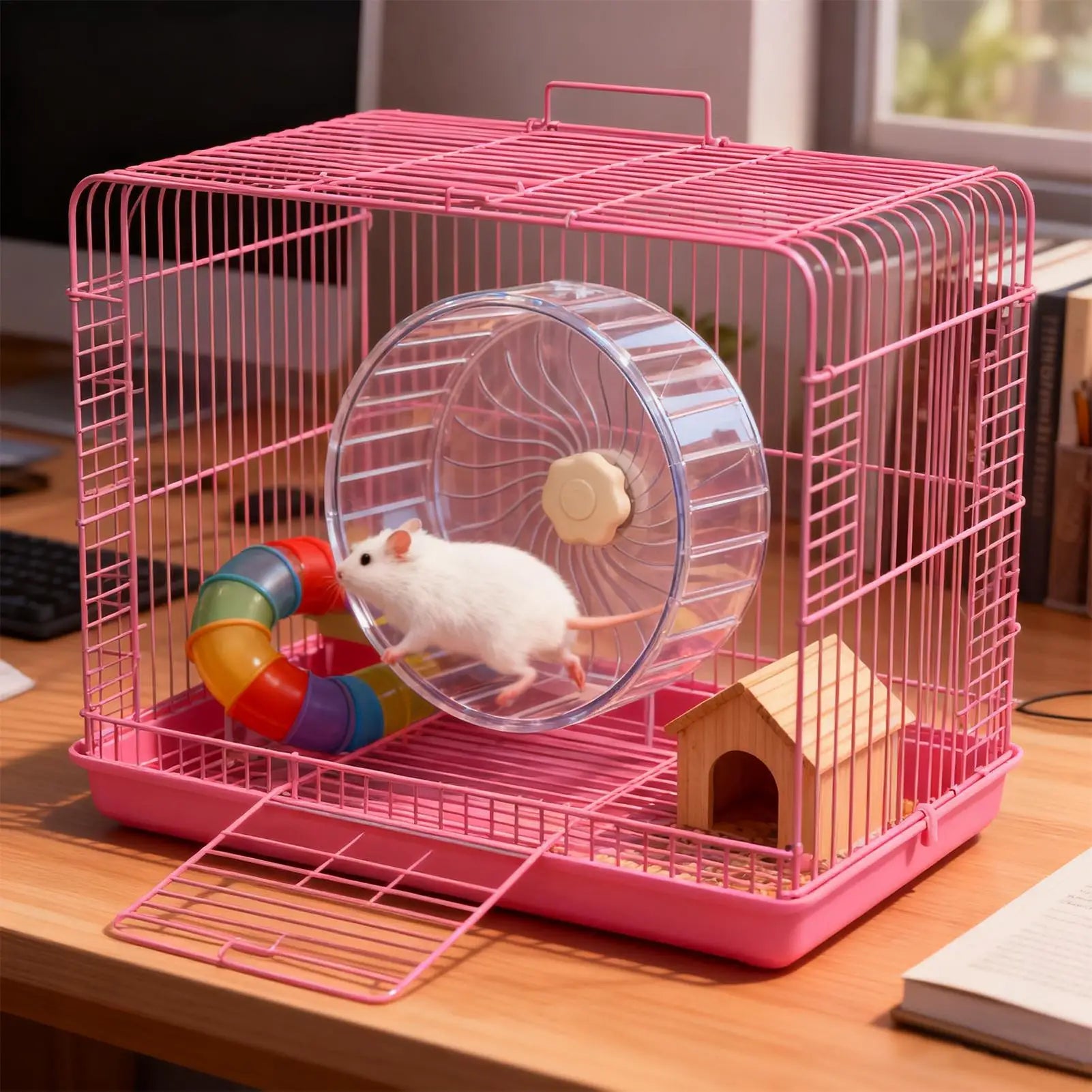 Silent Hamster Wheel Small Double-Bearing Quiet Spinner Gerbil Small Animals Running Wheel for Mice Dwarf Animals Pets Cage Qme