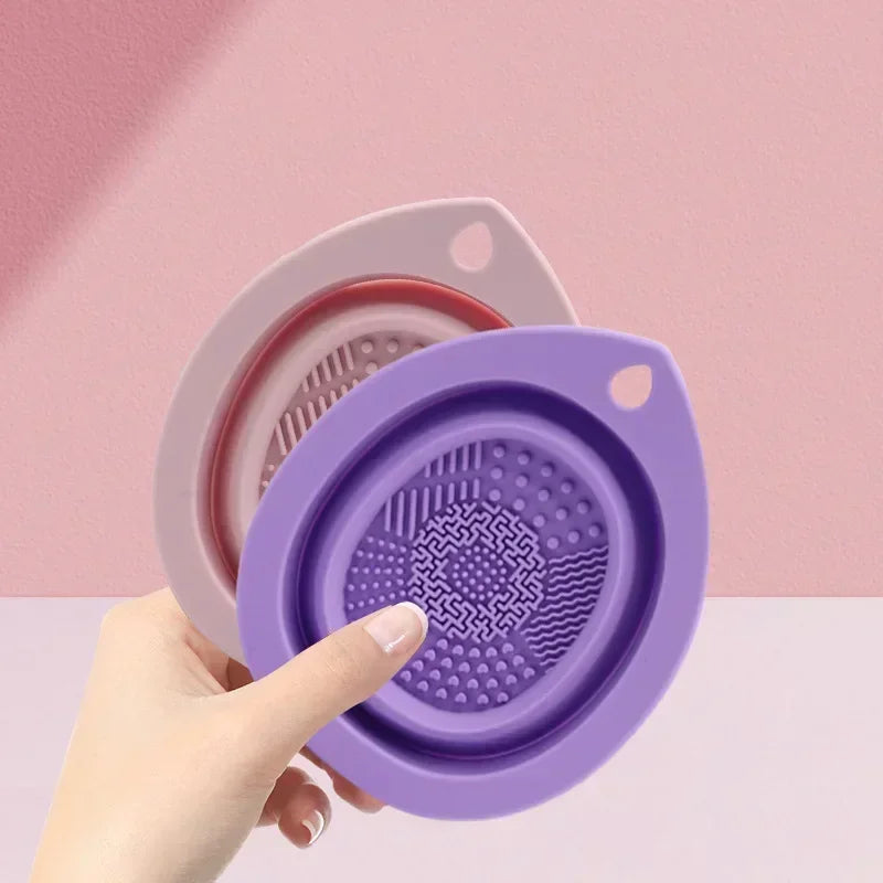 Multi Functional Scrubber Mat Washing Tool Silicone Makeup Brush Cleaner Folding Cleaning Bowl for Eyeshadow Brushes Powder Puff Qme