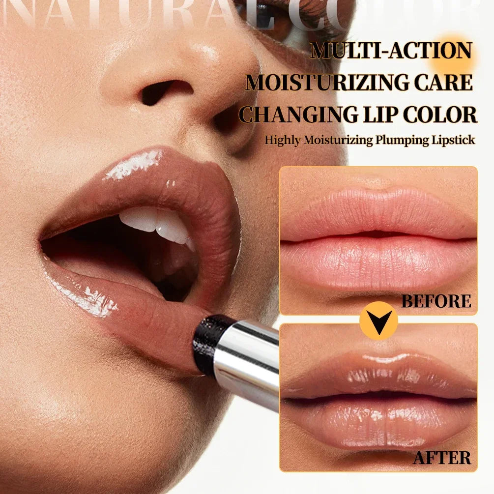 QIBEST Black Honey Lipstick Moisturizing Lip Balm Plumper Natural Makeup Smooth Enhancing Color Lip Plumping Gloss Tint Cosmetic Qme