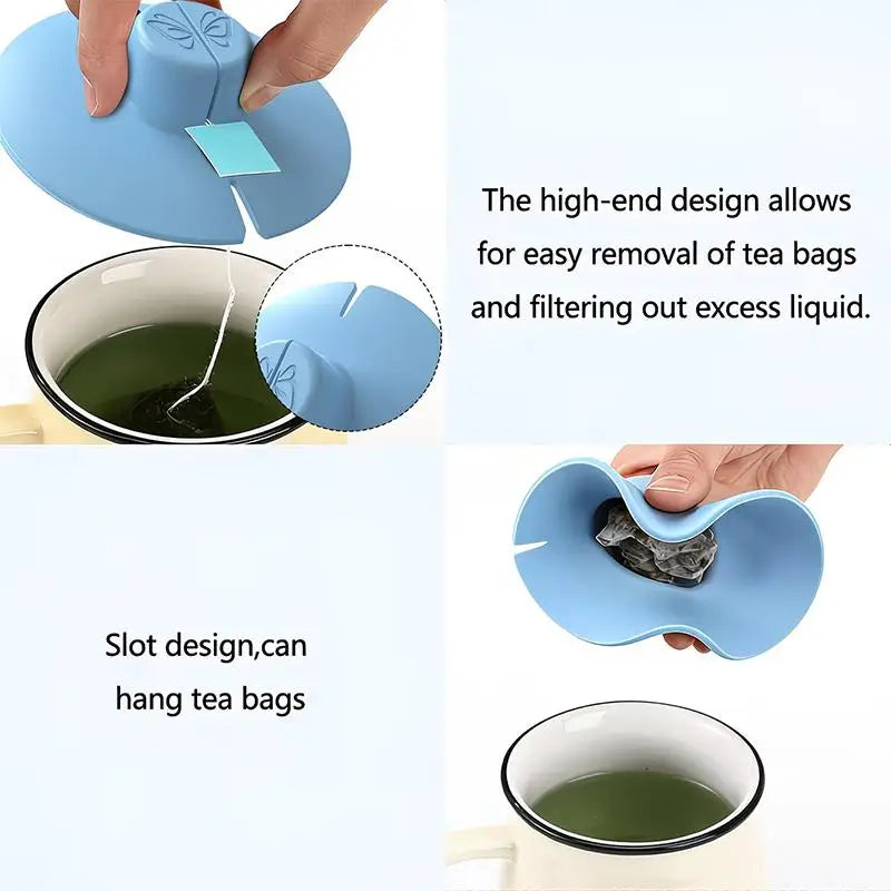 Reusable Mugs Lids Easy Use Dishwasher Safe Silicone Tea Bag Partner Qme