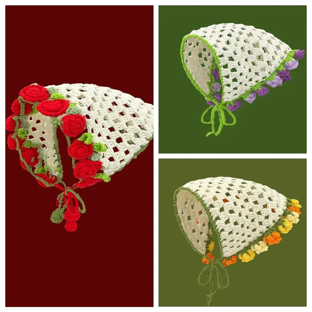 Elegant Hair Band Knitted Headband Floral Flower Women Scarf Bohemian Qme