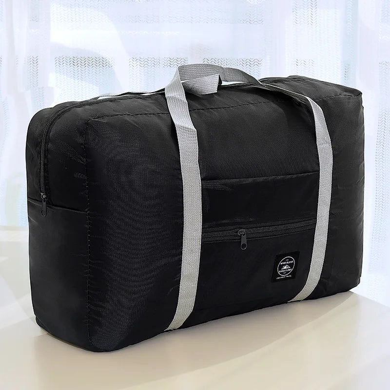 Portable Foldable Travel Airplane Bag Large Capacity Clothes & Quilt Storage Multifunctional Moving Luggage Tote Qme Black