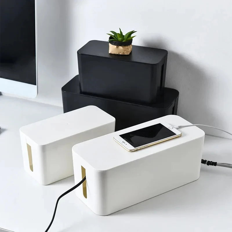 Dust Charger Socket Organizer Network Bin Cable Storage Box Power Qme