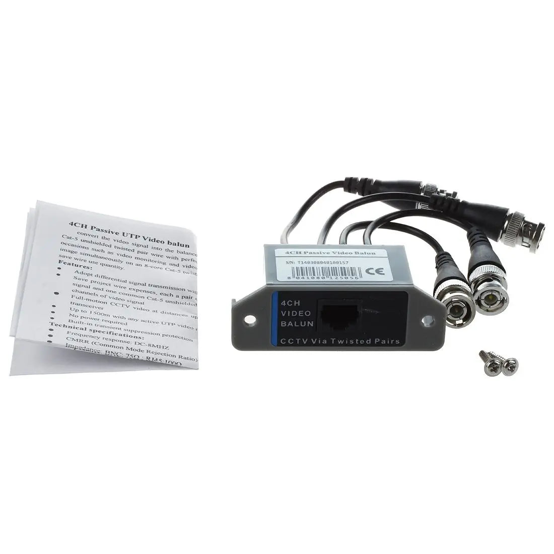 4-Channel Video Balun BNC UTP CAT5 Transmitter for CCTV/ Surveillance Camera Trend Qme