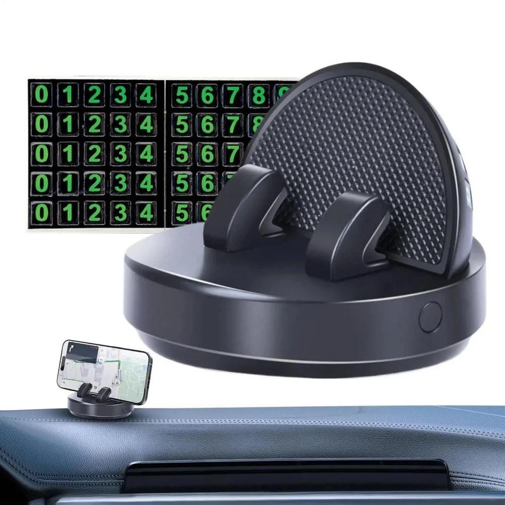 Car Dashboard Phone Holder Auto Dashboard Mobile Phone Mount Smartphone Automotive Organizer with Parking Number Plate for Car Qme