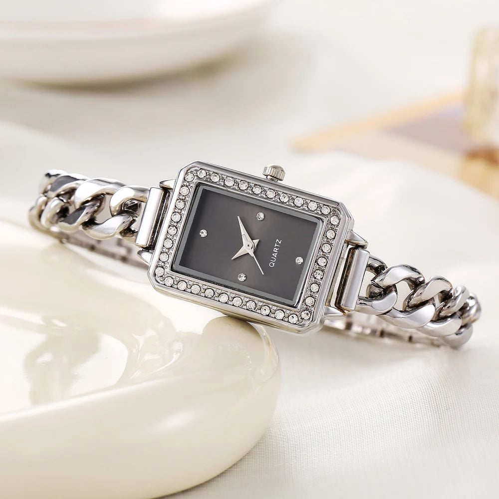 New women's watch, niche fashion, vintage fashion, colorful temperament bracelet watch, square quartz bracelet watch Qme