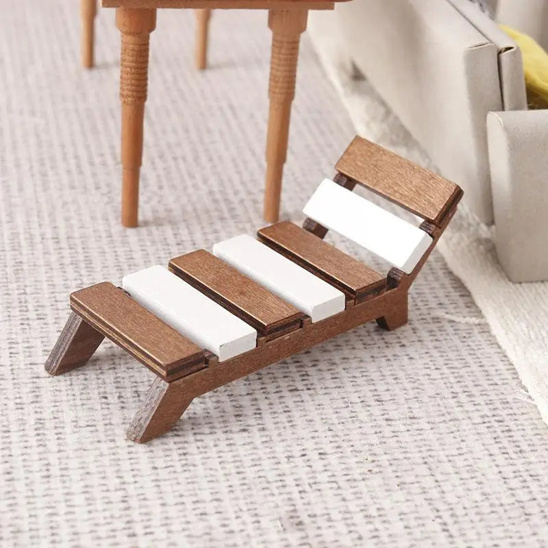 1 12 DIY Scene Dollhouse Miniature Beach Chair Lounger Furniture Home Qme