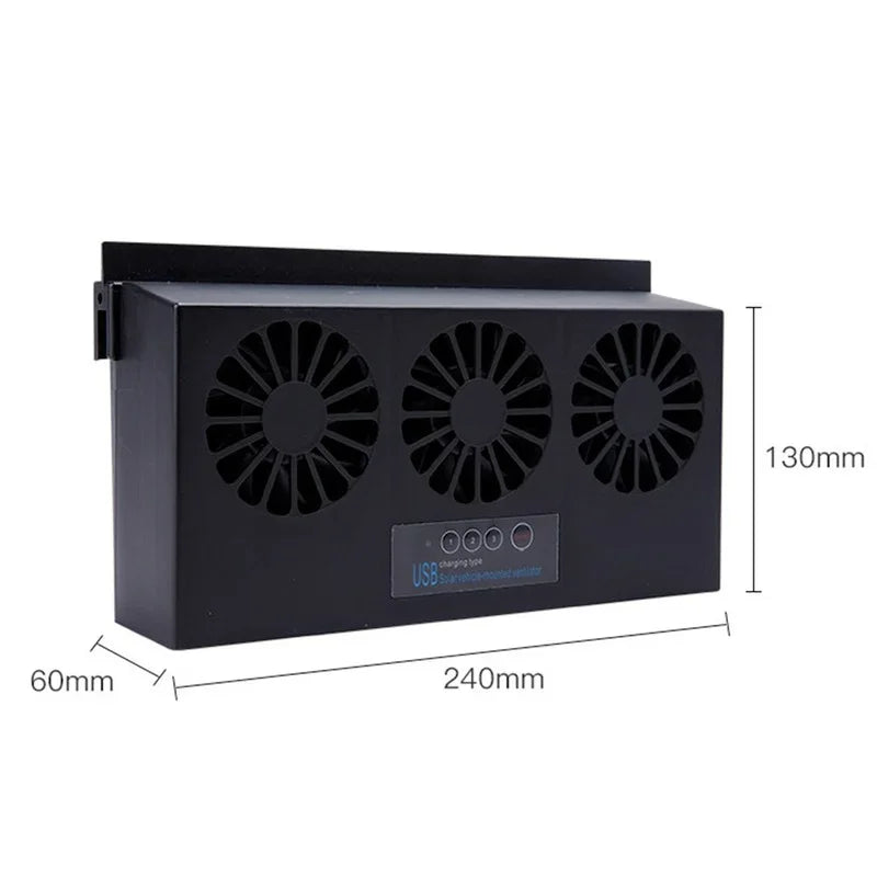 Upgrade USB Charging Solar Powered Fan Car Cooler Front/Rear Window Radiator Exhaust Fan Auto Air Vent Fan Ventilation Radiator Qme