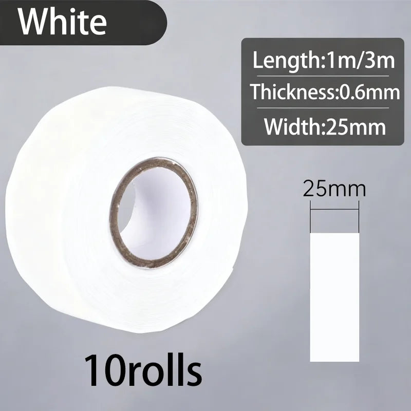 Silicone Self-Adhesive Waterproof Tape Insulation Flame Retardant Silicone High Temperature Resistant Water Pipe, Wire Qme White-10PCS 3M 25mm