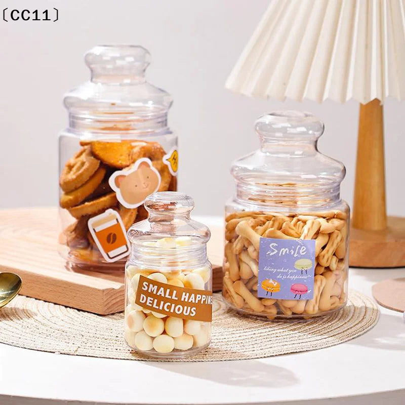 Plastic Transparent Candy Jars Cookie Food Storage Container Reusable Qme